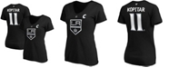 Fanatics Women's Anze Kopitar Black Los Angeles Kings Team Authentic Stack Name Number V-Neck T-shirt